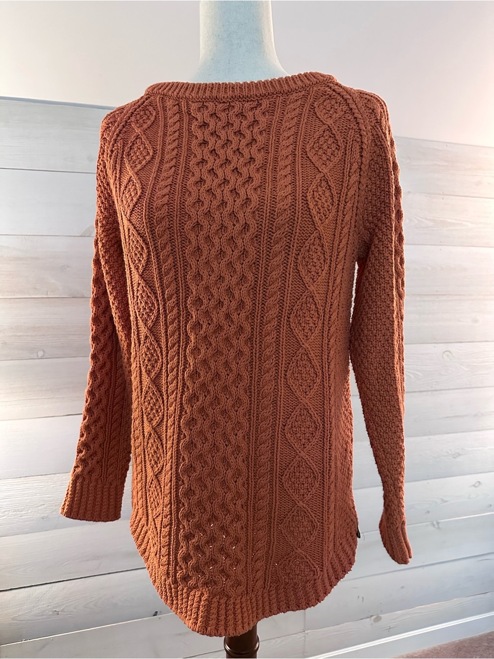 L.L. Bean Signature Women’s Fisherman Crewneck Sweater - Burnt Orange